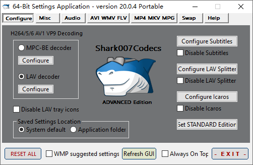 Shark007 Codecs(多媒体编解码器套件) v20.1.5 便携版  第1张