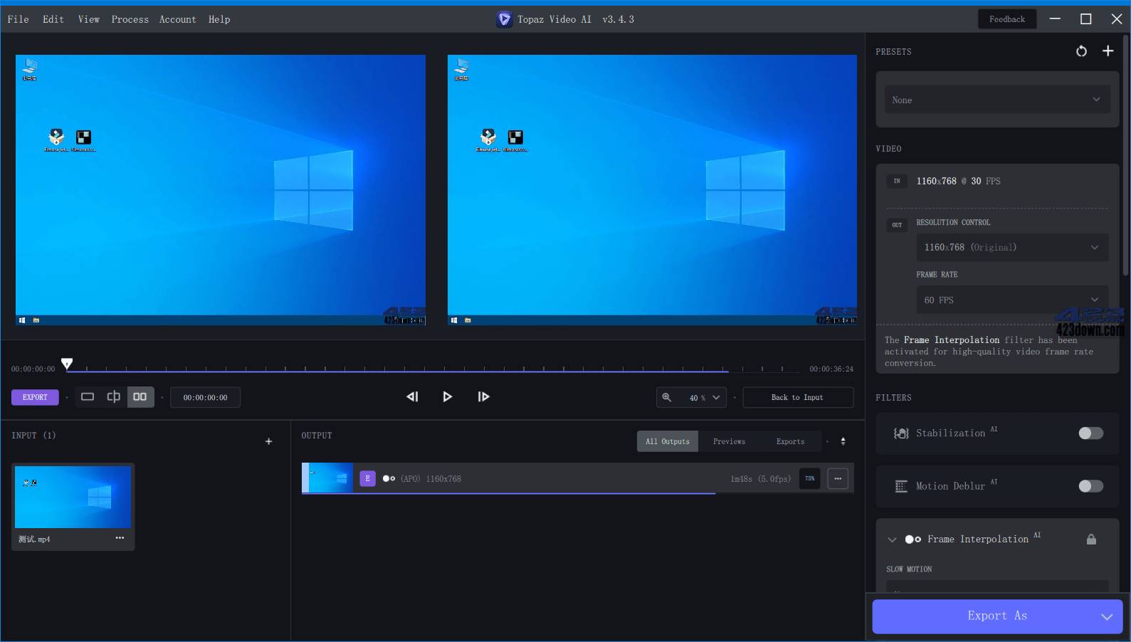 Topaz Video AI(免费视频增强工具) v6.1.0 / 6.2.0 英文便携版  第1张