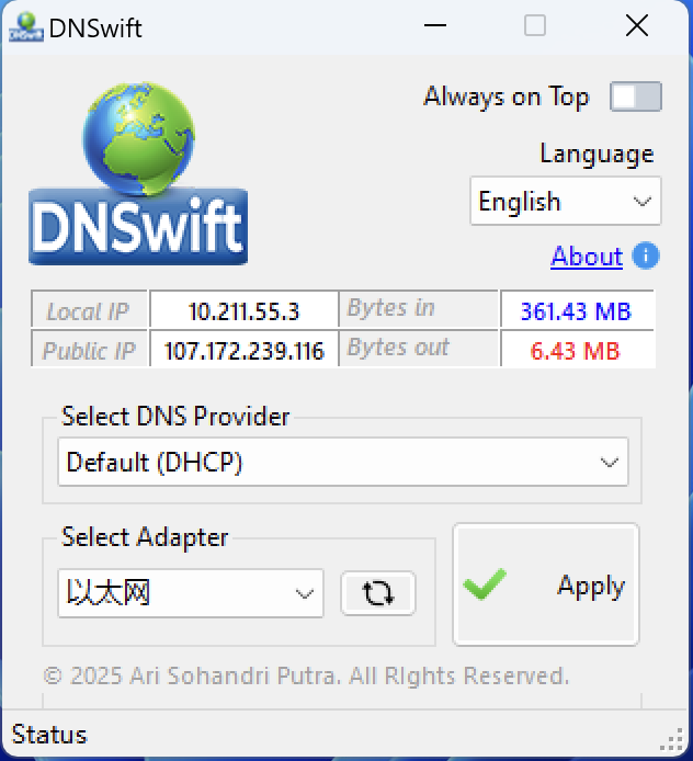 DNS切换工具DNSwift v1.1中文版  第1张