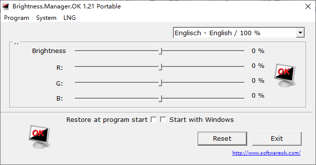 Brightness.Manager.OK(显示器亮度调节软件) v1.21 多语便携版